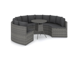 Maison Exclusive - 7 Pcs Conjunto Sofás De Jardim C/ Almofadões Vime Pe Cinzento