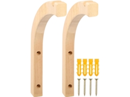 Cabides de Parede para Interiores, Cabides para Roupas, 2 Suportes de Parede, Feitos de Madeira, Formato Curvo, Suporte CHABERLU