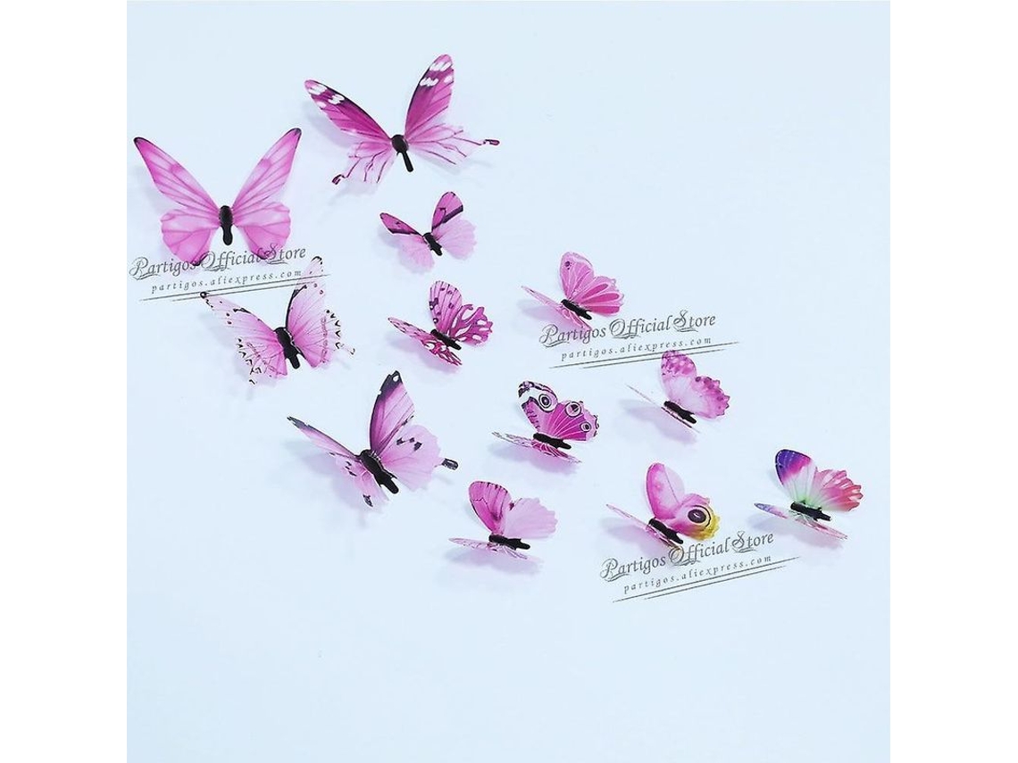 12pcs Pegatinas De Mariposas Huecas 4d Para Decoración De Hogar, Bodas Y Fiestas Infantiles Nuevo Rosa