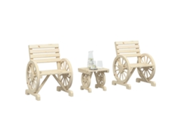 Vidaxl 3 Pcs Conjunto Lounge De Jardim Madeira De Abeto Maciça