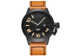 Reloj Hombre De Piel Pu Impermeable Con Fecha Casual De Moda Cuarzo Pulsera Negro