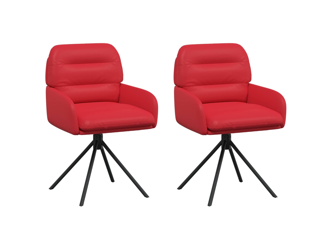 Conjunto 2 Cadeira De Jantar Giratória Vidaxl Vermelho Couro Sintético (59 X 59,5 X 90 Cm)