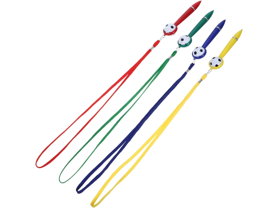 Conjunto De 4 Canetas Esferográficas Com Tema Futebol, Cordões,