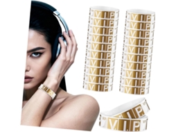 Pulseiras Vip Secfou para Eventos, Pulseiras de Papel Sintético Impermeáveis, Tamanho Ajustável, Cor Dourada, Pacote Com