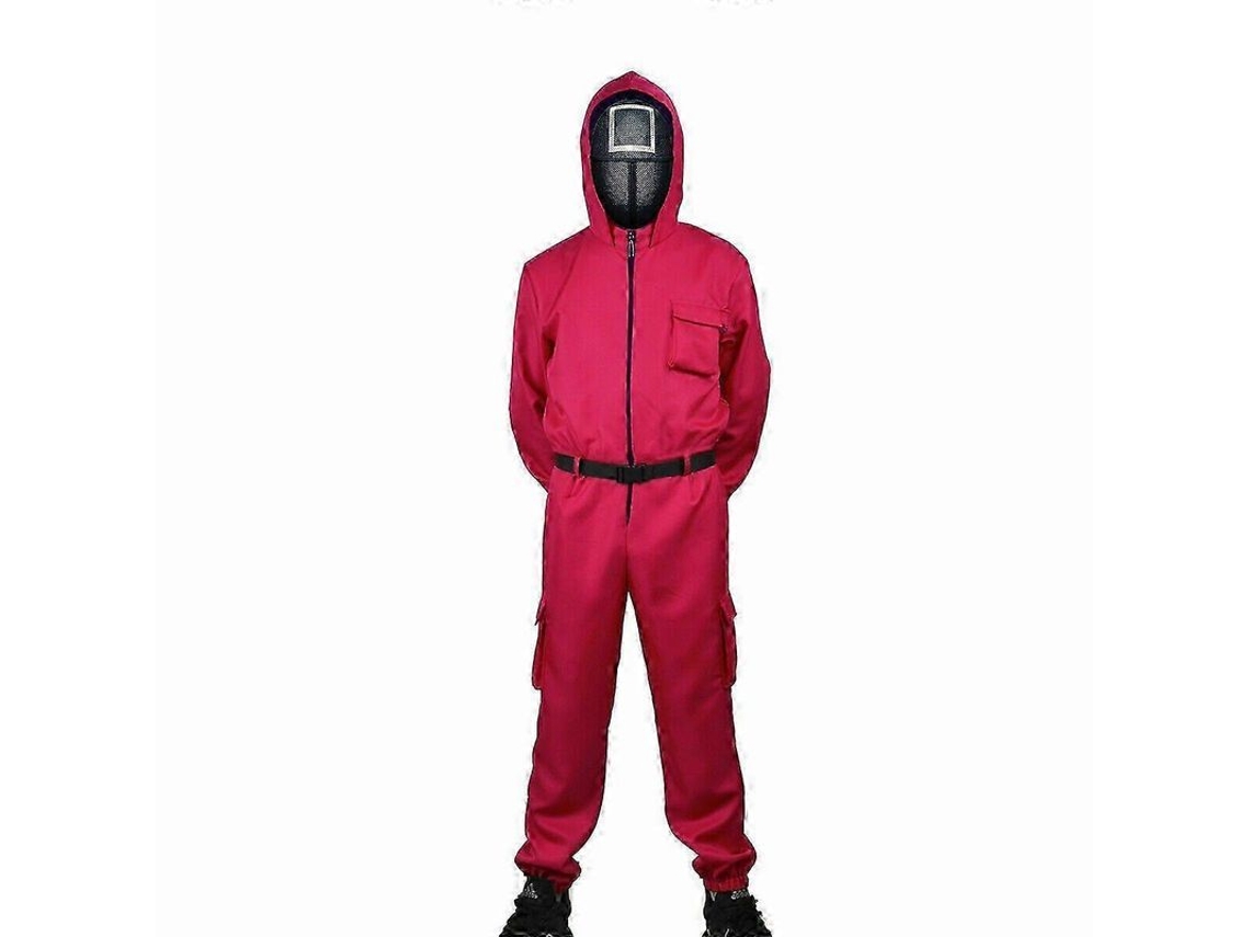 Fantasia de Cosplay Infantil de Halloween Jumpsuit Jogo do Squid Conjunto de Trajes Adulto XL com Máscara Quadrada