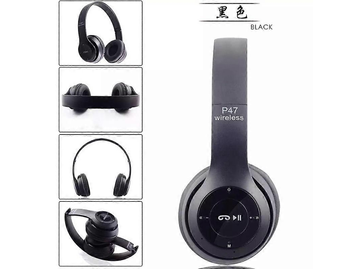 Fone de Ouvido Bluetooth P47 com Entrada para Cartão de Memória Som de Alta Qualidade TAISHENGDA