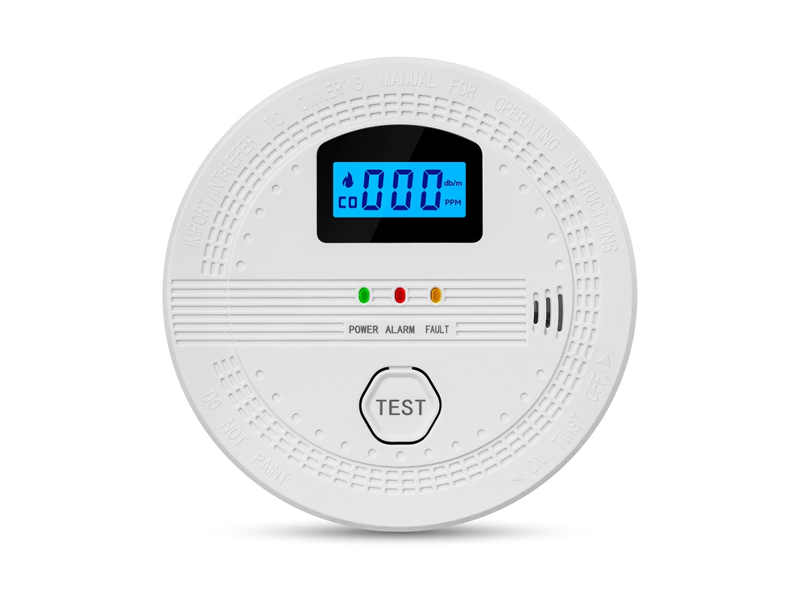 Detector de Monóxido de Carbono S/MARCA com display digital e alarme sonoro e visual