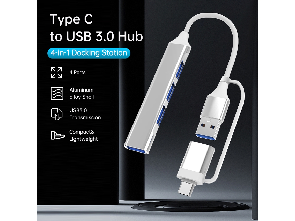 Hub Usb C 4 Portas Usb 3.0 Estação De Docking Ultra Fina Divisor Para Laptop Macbook Pro Ps4