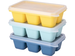 Conjunto De 3 Mini Formas De Gelo Com Tampa, 18 Compartimentos, Em Silicone