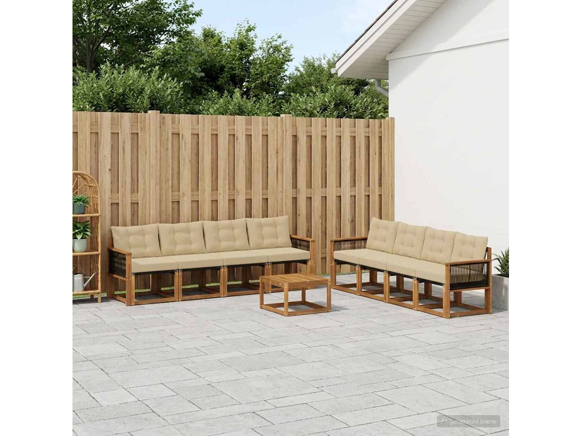 Vidaxl Conjunto De Sofás Para Exterior 9 Pcs Natural E Bege