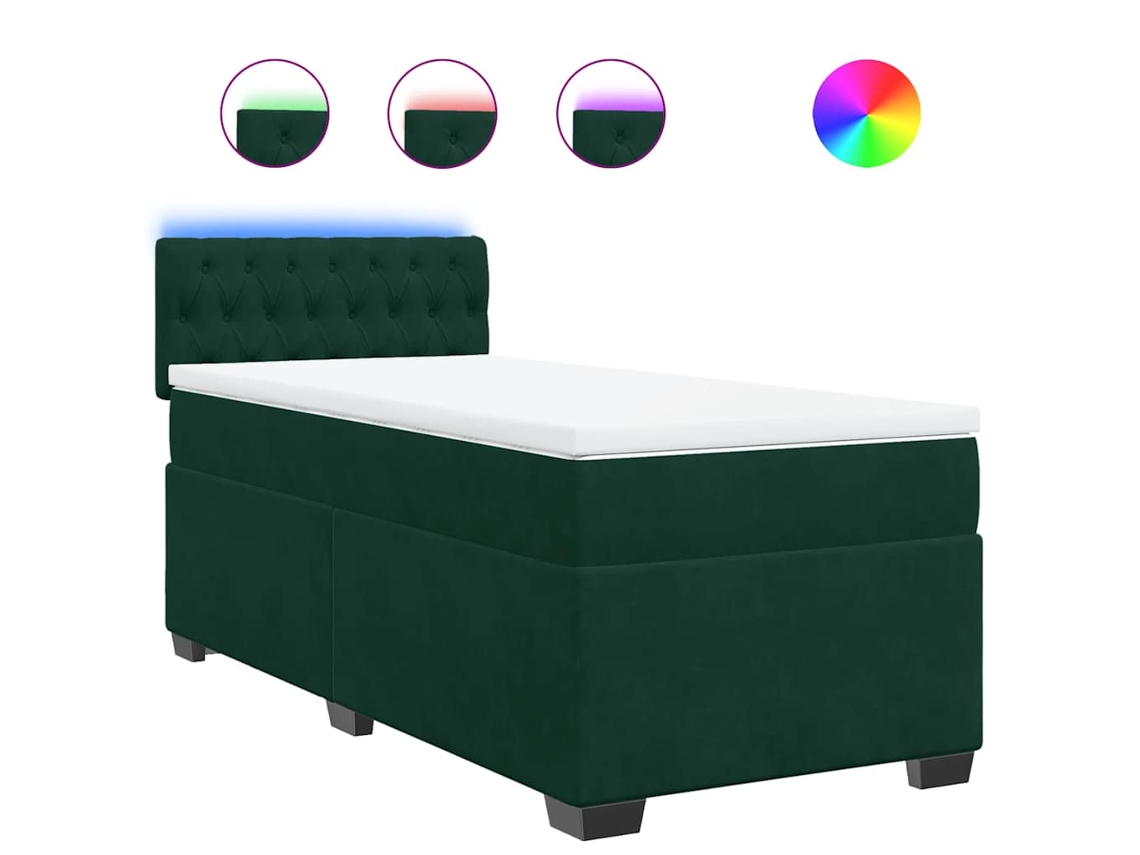 Cama com Molas/colchão 80x200 Cm Veludo Verde escuro MAISON EXCLUSIVE