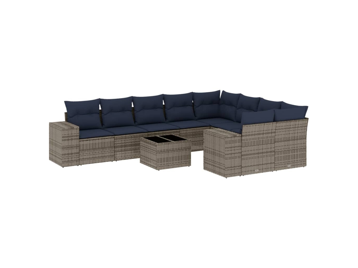 Conjunto de Sofá de Jardim, 10 Peças, Almofadas, Rattan Cinza MAISON EXCLUSIVE