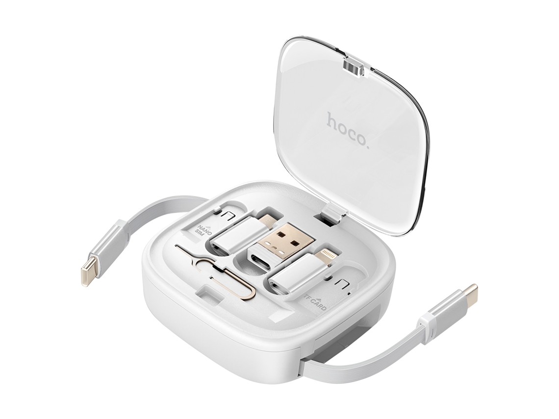 Cabo Usb C 6 Em 1 Carga Rápida 60w Com Adaptadores Branco Hoco
