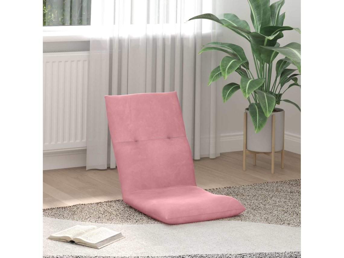 Vidaxl Cadeira De Chão Ajustável Rosa Veludo
