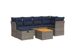 Conjunto de 7 sofás para jardim com almofadões Vime Pe Cinzento MAISON EXCLUSIVE (7 peças)