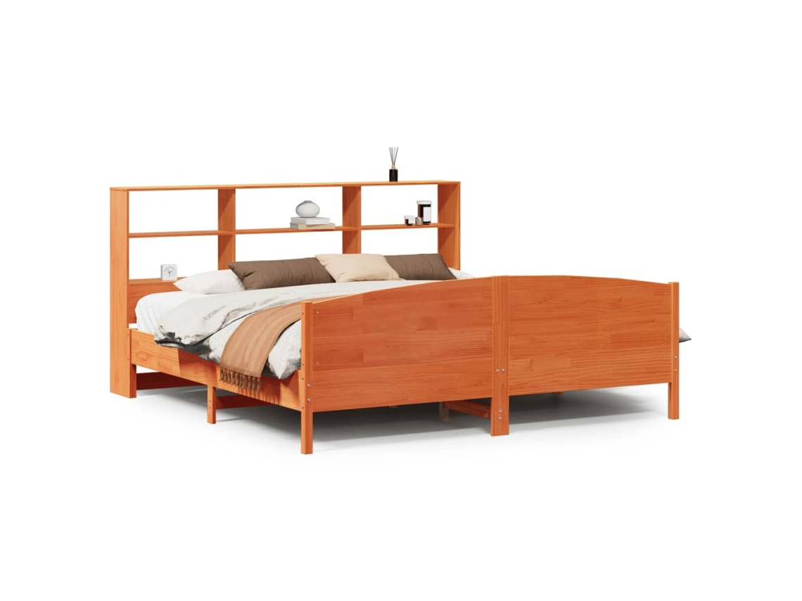 Cama com Estante Sem Colchão 180x200 Cm Pinho Maciço MAISON EXCLUSIVE