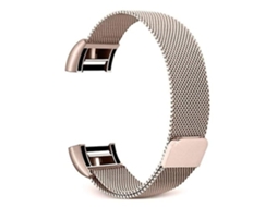 Pulseira De Aço Inoxidável, Compatível Com Smartwatch Fitbit Charge 2, Ouro Champanhe.