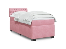 Vidaxl Cama Com Molas/colchão 100x200 Cm Veludo Rosa