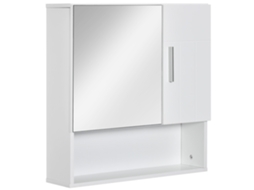 Armário de Banheiro com Espelho Pendurando Móveis Sanitários com 2 Portas e 2 Prateleiras Internas Ajustáveis 54x15.2x55.3 Cm Branco Ge