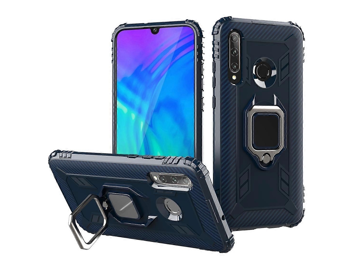 Capa Protetora De Fibra De Carbono Com Suporte De Anel Giratório De 360 Graus Para Huawei Honor 20 Lite