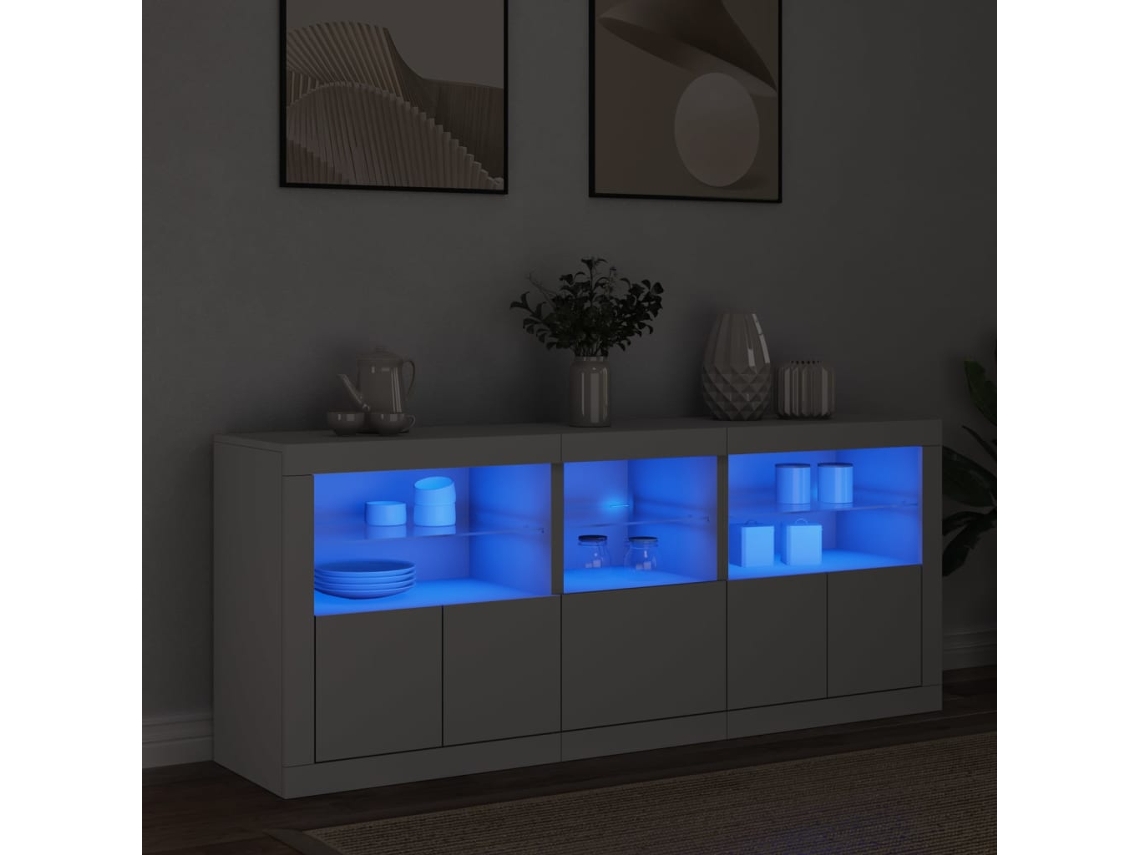 Vidaxl Aparador Com Luzes Led 162x37x67 Cm Branco