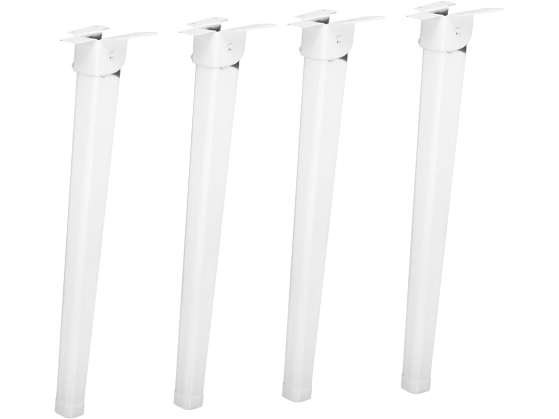 Conjunto De 4 Pés Mesa Dobráveis Ferro Branco 28cm, Suporte Robusto Para Mesas De Cabeceira E Uso Doméstico