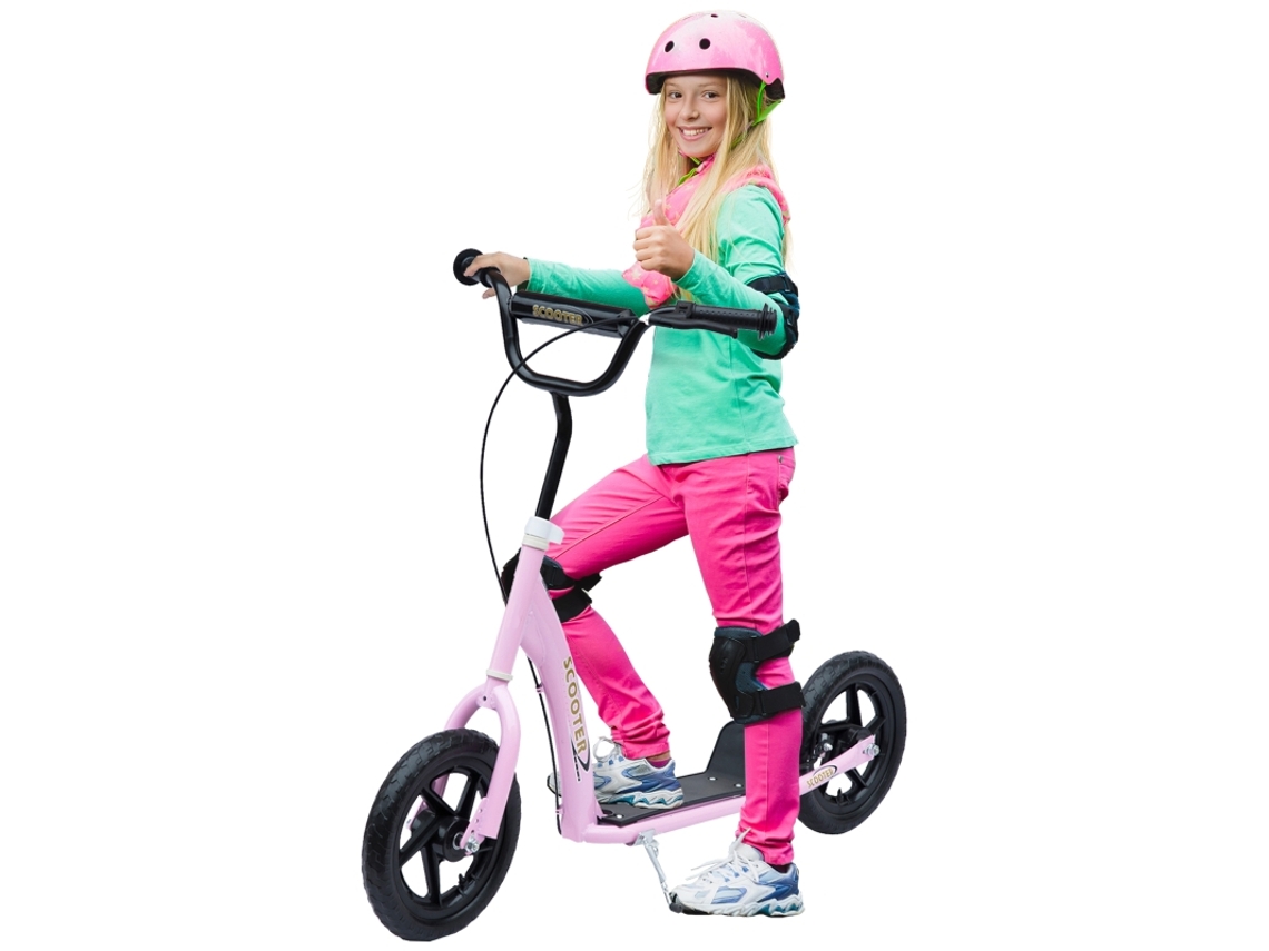 Patinete Freio Mão Apoio Pés 12 Polegadas 5 Anos Aço Rosa 120x52x88cm