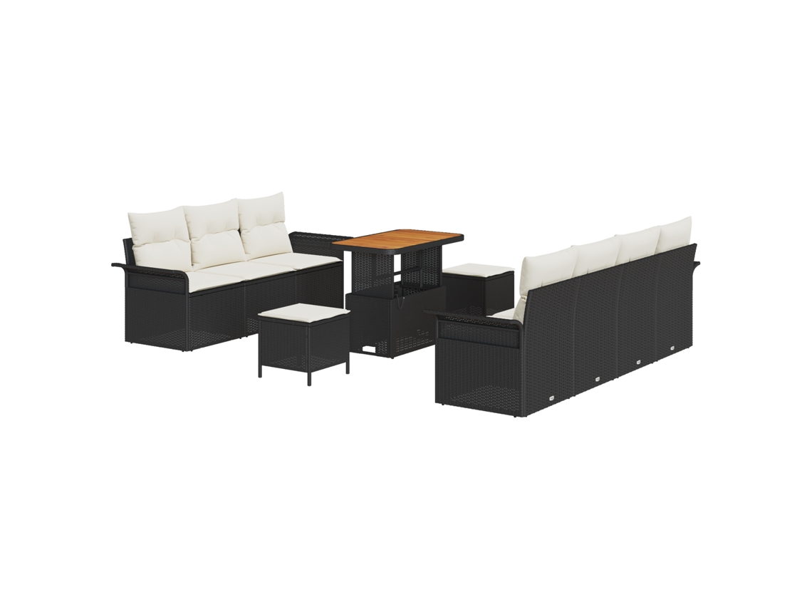 Conjunto 10 Móveis Para Exterior Vidaxl Preto Vime Pe (90 X 55 X 71 Cm)