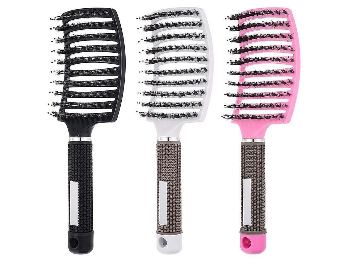 3 Pentes Desenredantes De Cabelo Com Cerdas De Javali E Design Curvo Com Ventilação Para Cabelo Seco E Molhado