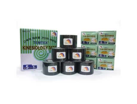 Fita Kinesiológica 5x5 Preta 6 Un. Temtex