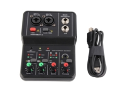 Misturador De Áudio 2 Canais Usb Com Alimentação Phantom 48v Consola De Mistura De Som Compacta Para Gravação Musical Karaokê Em Casa E Online