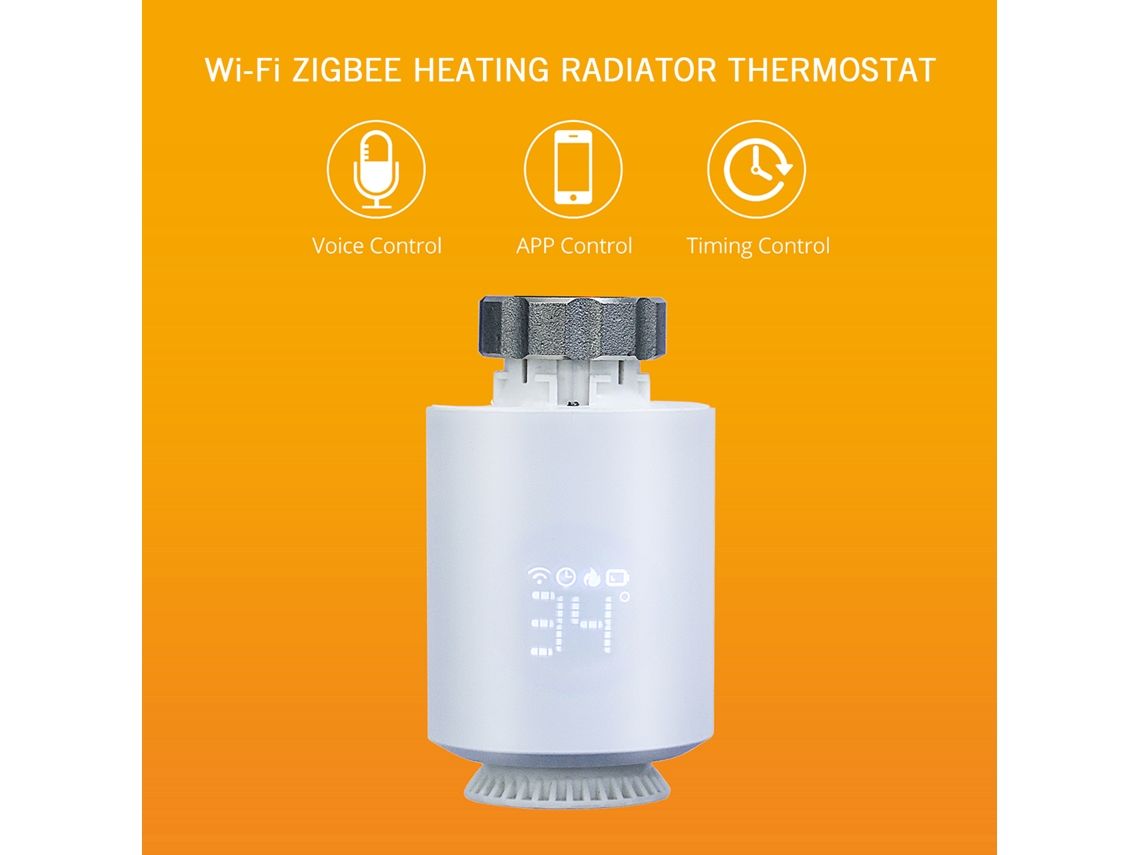 Válvula Termostática Inteligente de Radiador Zigbee com Controle App e Voz Compatível com Alexa