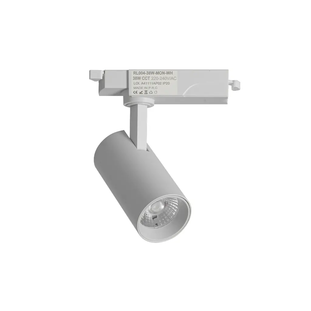 Foco Led Monofásico Calha 38w Cct Selecionável 2700k-4000k-6000k Orientável Branco