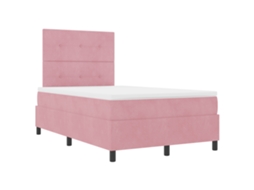 Conjunto 1 Estrado Com Molas Vidaxl Rosa Veludo (120 X 200 Cm)