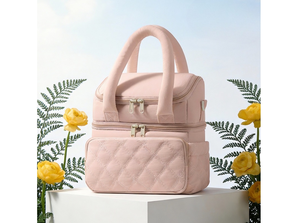 Saco Térmico Biberão Lancheira Feminina Anti-fugas Durável Reutilizável Rosa Panoona