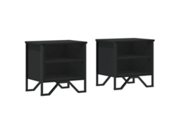 Bedside Cabinet, Bedside Cabinets Vidaxl Preto Madeira Processada (n/a)
