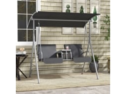Balanço de jardim Hollywood de 2 lugares com cobertura, bolsa e bandeja, suporta até 180 kg, preto, ideal para varandas e áreas externas. Liptaptyn
