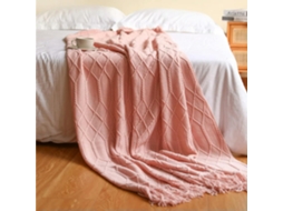 Manta de Tricô para Sofá e Cama Macia Decoração Casa com Pompom Leve Respirável, Macio, Quente, Ideal para Qua