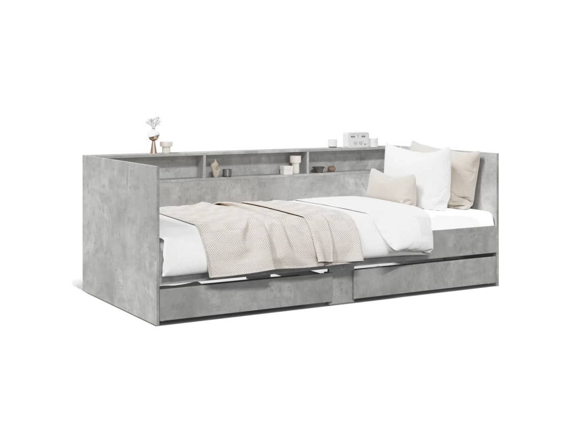 Sofá cama com Gavetas Sem Colchão Cinzento Cimento 100x200 cm MAISON EXCLUSIVE