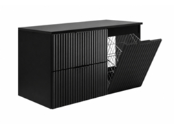 Conjunto De Móveis De Casa De Banho Com Cesto E Tampo, Puxadores Pretos, Preto, 100 X 46 X 58,6 Cm