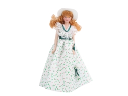 Primerox boneca de Porcelana em Miniatura Vestido Verde Acessório Casa de Bonecas 1:12