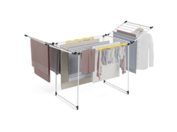 Varal dobrável Newlux Bold V22 branco com abas, 180x55x112 cm, tempo de secagem de 26 minutos, capacidade de carga de 25 kg.