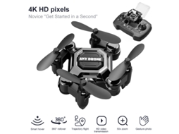 Mini Drone Dobrável, Aeronave Portátil De Altitude Fixa Com Câmera 4k Bestvite (2 Baterias Duração Da Bateria 10 Min Preto)