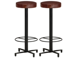 Vidaxl Bancos De Bar 2 Pcs 76 Cm Couro Genuíno