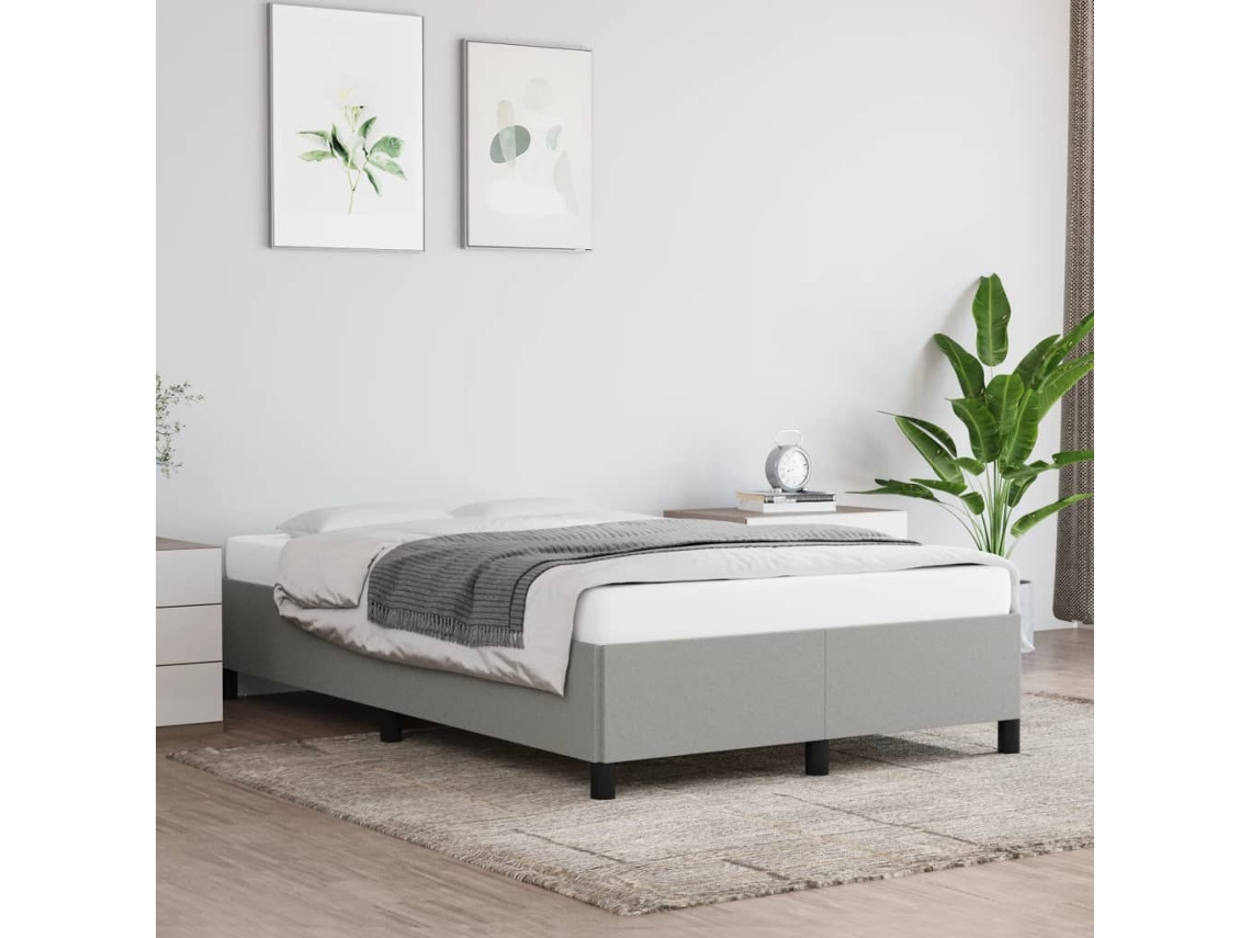 Vidaxl Estrutura De Cama Sem Colchão Cinza Claro Tecido