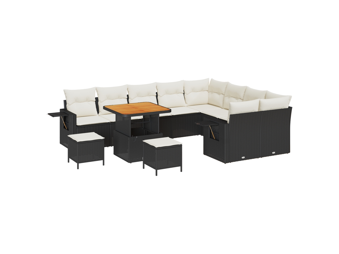 Conjunto 12 Móveis De Jardim Vidaxl Preto Vime Pe (80 X 80 X 71 Cm)