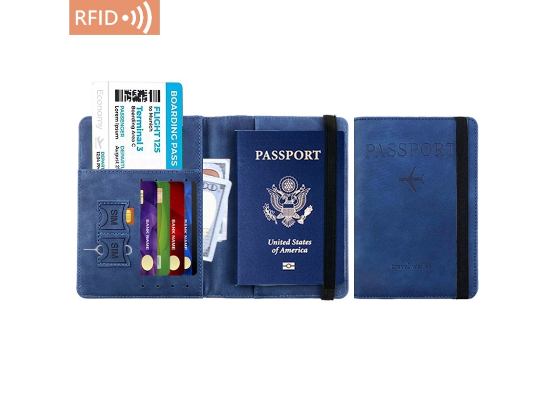 Elysve Porta-documentos De Viagem Com Bloqueio Rfid, Azul Escuro