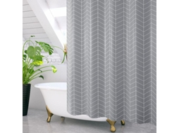 Cortina de Banho Nova Line 180x200cm impermeável poliéster lavável à máquina com 12 ganchos cinza
