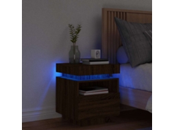 Vidaxl Mesa De Cabeceira C/ Leds 40x39x48,5 Cm Carvalho Castanho
