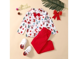 Roupas de Natal Estampadas Camisa Longa Terno Cavalheiro 100Cm